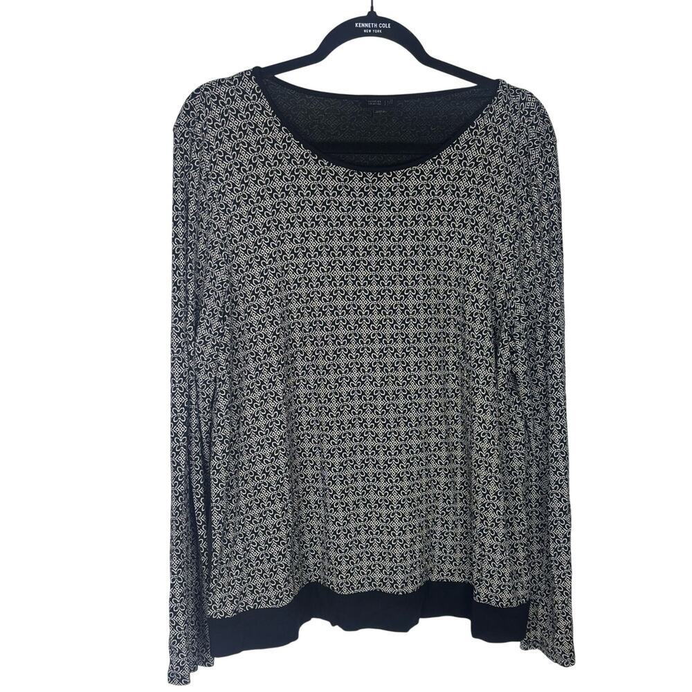 J. Jill Wearever Collection Geometric Floral Print Long Sleeve Top Size L